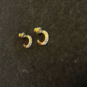 HANDMADE Elegant Gold and Rhinestone Crescent Earrings